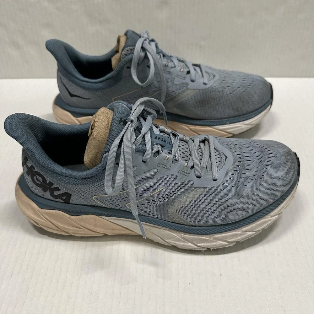 Hoka One‎ One Arahi 5 Running Shoes Womens Size 9.5 Blue Mesh Stability Sneakers